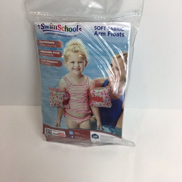 Swim School Perfect Fit Fabric Arm Floats Level 3 Water Wings 30-50 LBS Pink New - Picture 2 of 12